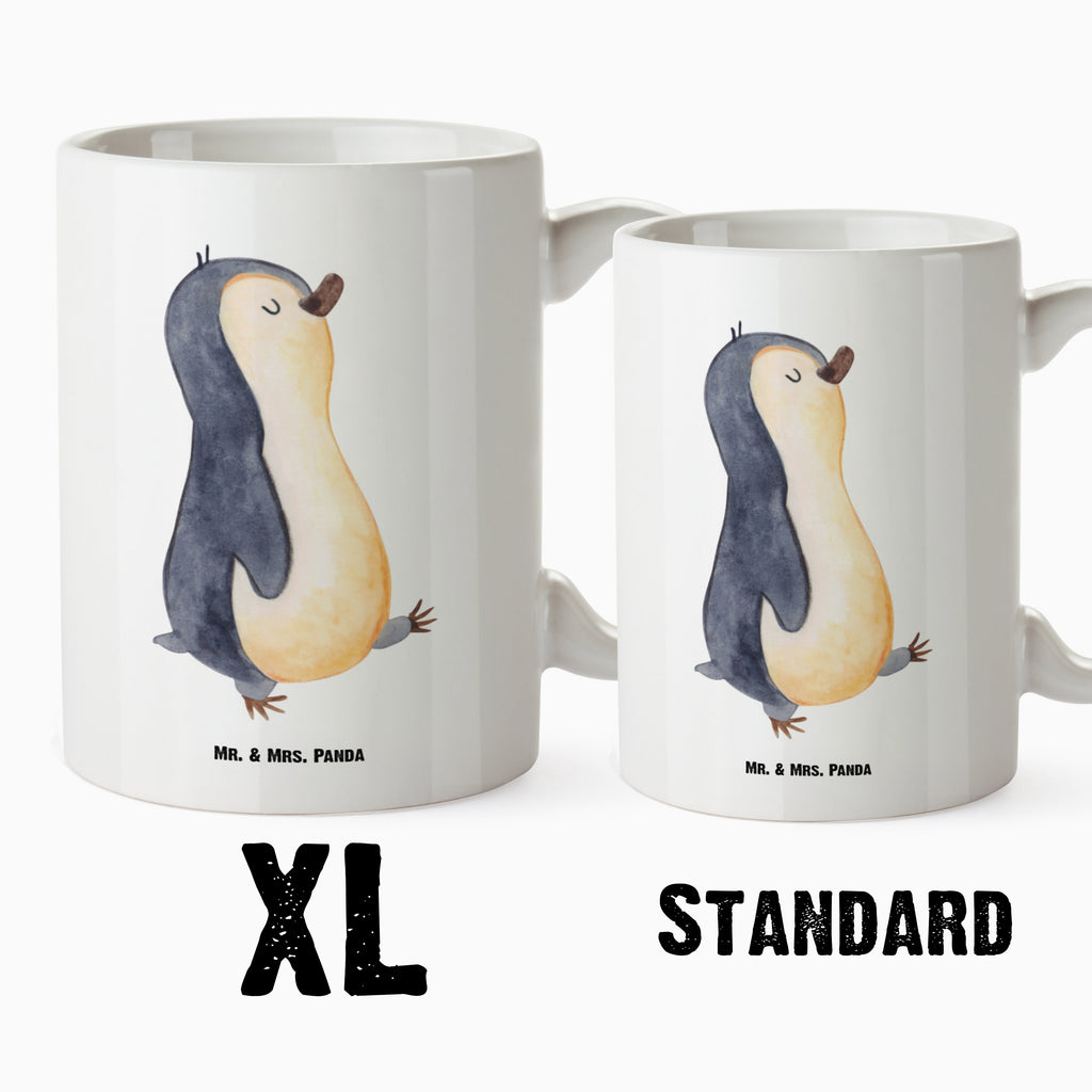 XL Tasse Pinguin marschierend XL Tasse, Große Tasse, Grosse Kaffeetasse, XL Becher, XL Teetasse, spülmaschinenfest, Jumbo Tasse, Groß, Pinguin, Pinguine, Frühaufsteher, Langschläfer, Bruder, Schwester, Familie