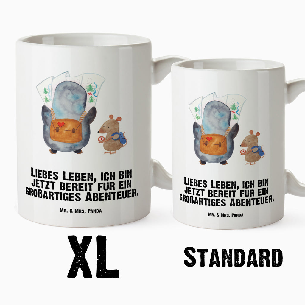 XL Tasse Pinguin & Maus Wanderer XL Tasse, Große Tasse, Grosse Kaffeetasse, XL Becher, XL Teetasse, spülmaschinenfest, Jumbo Tasse, Groß, Pinguin, Pinguine, Abenteurer, Abenteuer, Roadtrip, Ausflug, Wanderlust, wandern