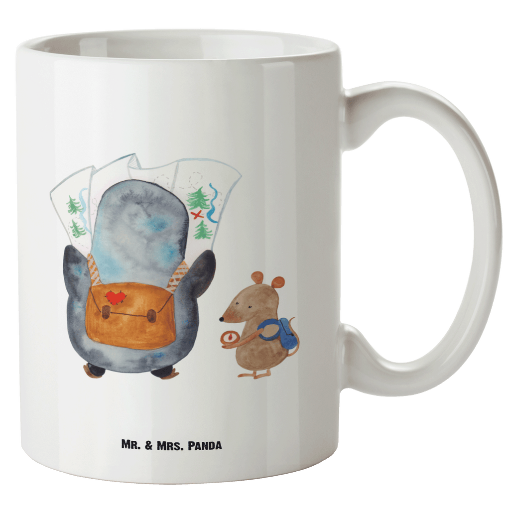 XL Tasse Pinguin & Maus Wanderer XL Tasse, Große Tasse, Grosse Kaffeetasse, XL Becher, XL Teetasse, spülmaschinenfest, Jumbo Tasse, Groß, Pinguin, Pinguine, Abenteurer, Abenteuer, Roadtrip, Ausflug, Wanderlust, wandern