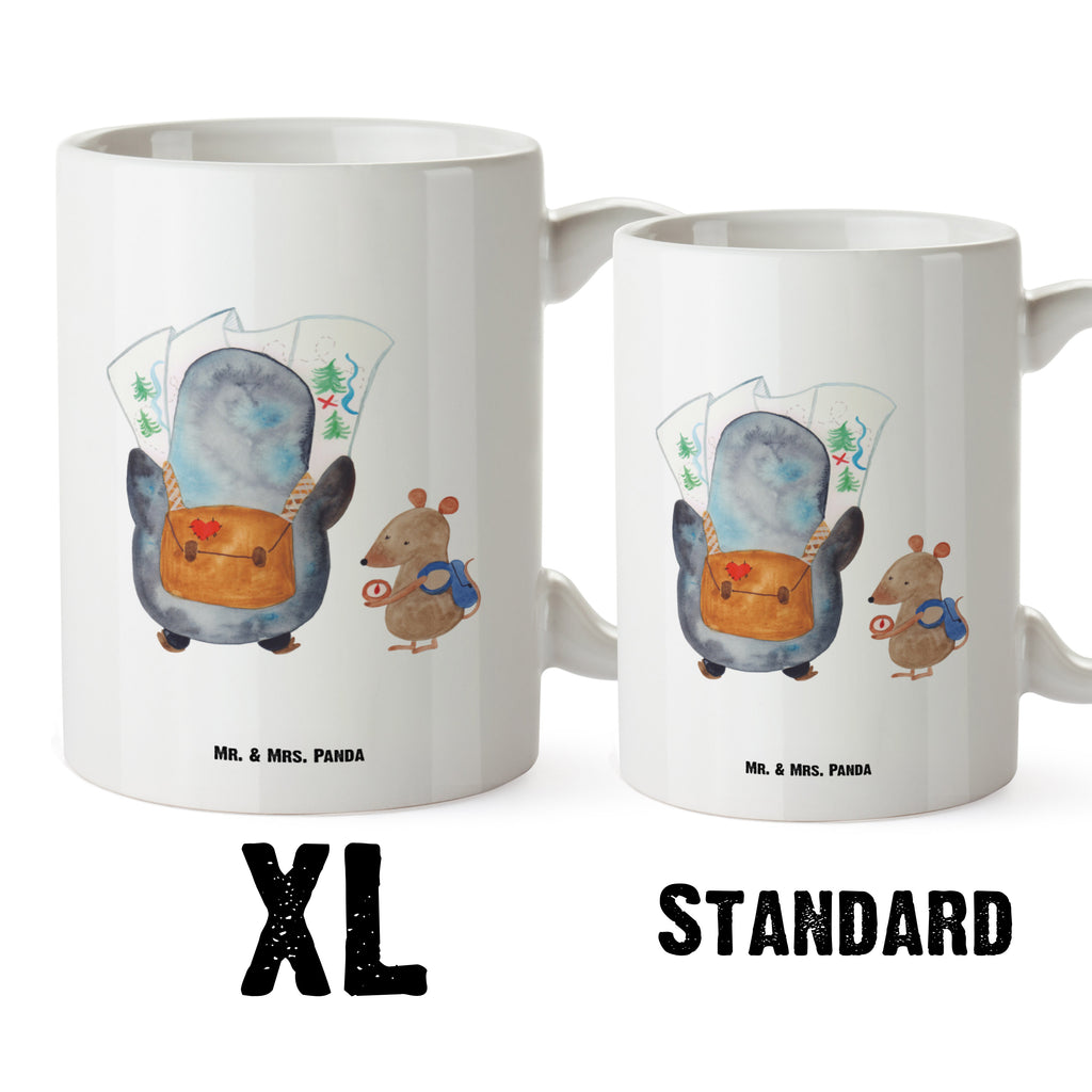 XL Tasse Pinguin & Maus Wanderer XL Tasse, Große Tasse, Grosse Kaffeetasse, XL Becher, XL Teetasse, spülmaschinenfest, Jumbo Tasse, Groß, Pinguin, Pinguine, Abenteurer, Abenteuer, Roadtrip, Ausflug, Wanderlust, wandern