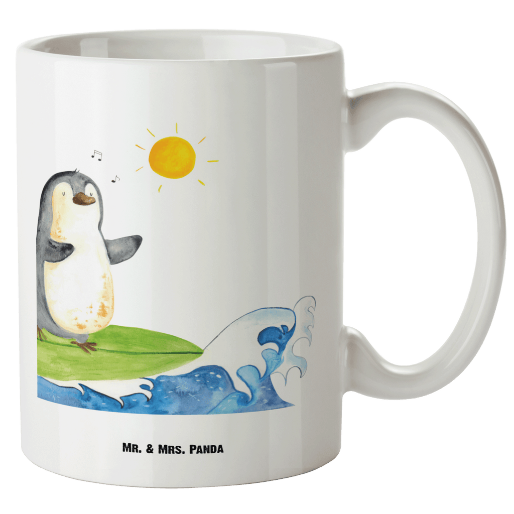 XL Tasse Pinguin Surfer XL Tasse, Große Tasse, Grosse Kaffeetasse, XL Becher, XL Teetasse, spülmaschinenfest, Jumbo Tasse, Groß, Pinguin, Pinguine, surfen, Surfer, Hawaii, Urlaub, Wellen, Wellen reiten, Portugal