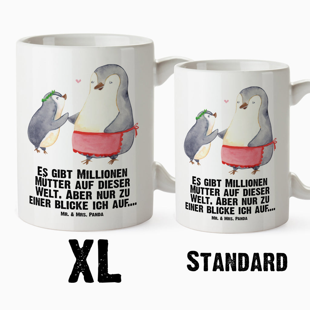 XL Tasse Pinguin mit Kind XL Tasse, Große Tasse, Grosse Kaffeetasse, XL Becher, XL Teetasse, spülmaschinenfest, Jumbo Tasse, Groß, Familie, Vatertag, Muttertag, Bruder, Schwester, Mama, Papa, Oma, Opa, Geschenk, Mami, Mutti, Mutter, Geburststag