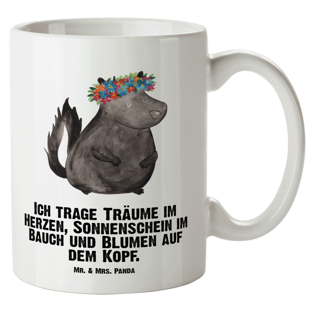 XL Tasse Stinktier Blumenmaedchen XL Tasse, Große Tasse, Grosse Kaffeetasse, XL Becher, XL Teetasse, spülmaschinenfest, Jumbo Tasse, Groß, Stinktier, Skunk, Wildtier, Raubtier, Stinker, Stinki, Yoga, Namaste, Lebe, Liebe, Lache