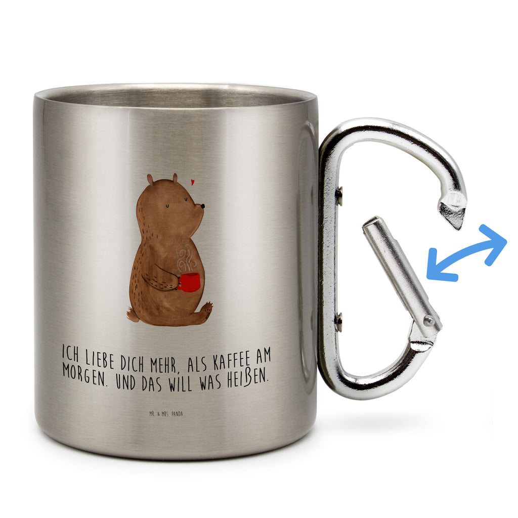 Edelstahlbecher Bär Morgenkaffee Edelstahltasse, Karabiner, Edelstahlbecher, Outdoor, Camping, Tasse, Becher, Liebe, Partner, Freund, Freundin, Ehemann, Ehefrau, Heiraten, Verlobung, Heiratsantrag, Liebesgeschenk, Jahrestag, Hocheitstag, Valentinstag, Geschenk für Frauen, Hochzeitstag, Mitbringsel, Geschenk für Freundin, Geschenk für Partner, Liebesbeweis, für Männer, für Ehemann