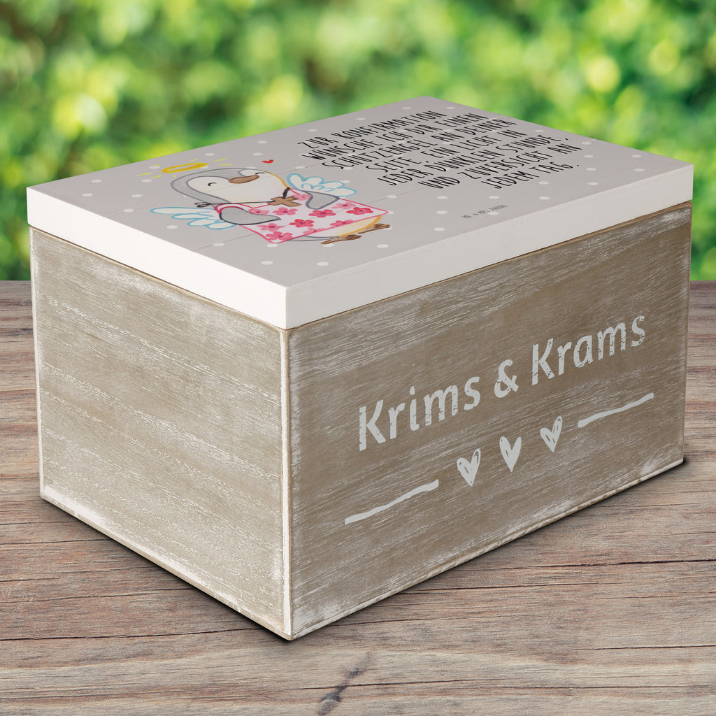 Holzkiste Pinguin Konfirmation Konfirmation, Konfirmation Geschenk, Schutzengel, Zuversicht, Vertrauen Holzkiste, Kiste, Schatzkiste, Truhe, Schatulle, XXL,  Erinnerungsbox, Erinnerungskiste, Dekokiste, Aufbewahrungsbox  Konfirmation, Kommunion, Jugendweihe, Konfirmation Geschenk