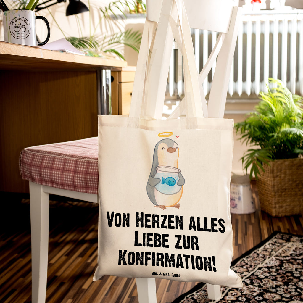 Tragetasche Pinguin Fisch Konfirmation, Konfirmation Geschenk, Fisch, Fisch Deko, Zuversicht, Vertrauen Beuteltasche, Beutel, Einkaufstasche, Jutebeutel, Stoffbeutel   Konfirmation, Kommunion, Jugendweihe, Konfirmation Geschenk