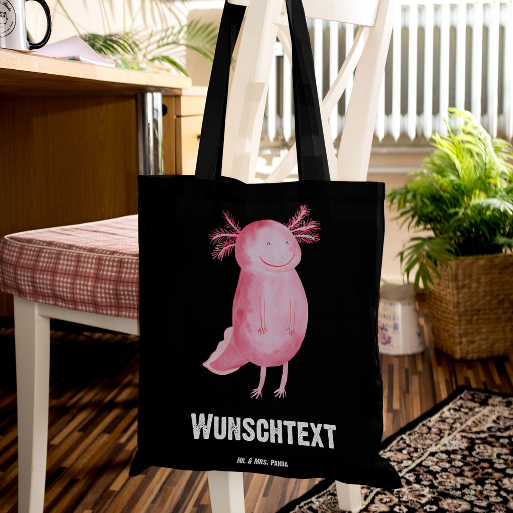 Personalisierte Tragetasche Axolotl glücklich Personalisierte Beuteltasche, Personalisierter Beutel, Personalisierte Einkaufstasche, Personalisierter Jutebeutel, Personalisierter Stoffbeutel, Tragetasche mit Namen, Einkaufstasche mit Namen, Stoffbeutel mit Namen, Personalisierte Tasche, Personalisierte Jutetasche, Personalisierte Kindergartentasche, Axolotl, Molch, Axolot, Schwanzlurch, Lurch, Lurche, Motivation, gute Laune
