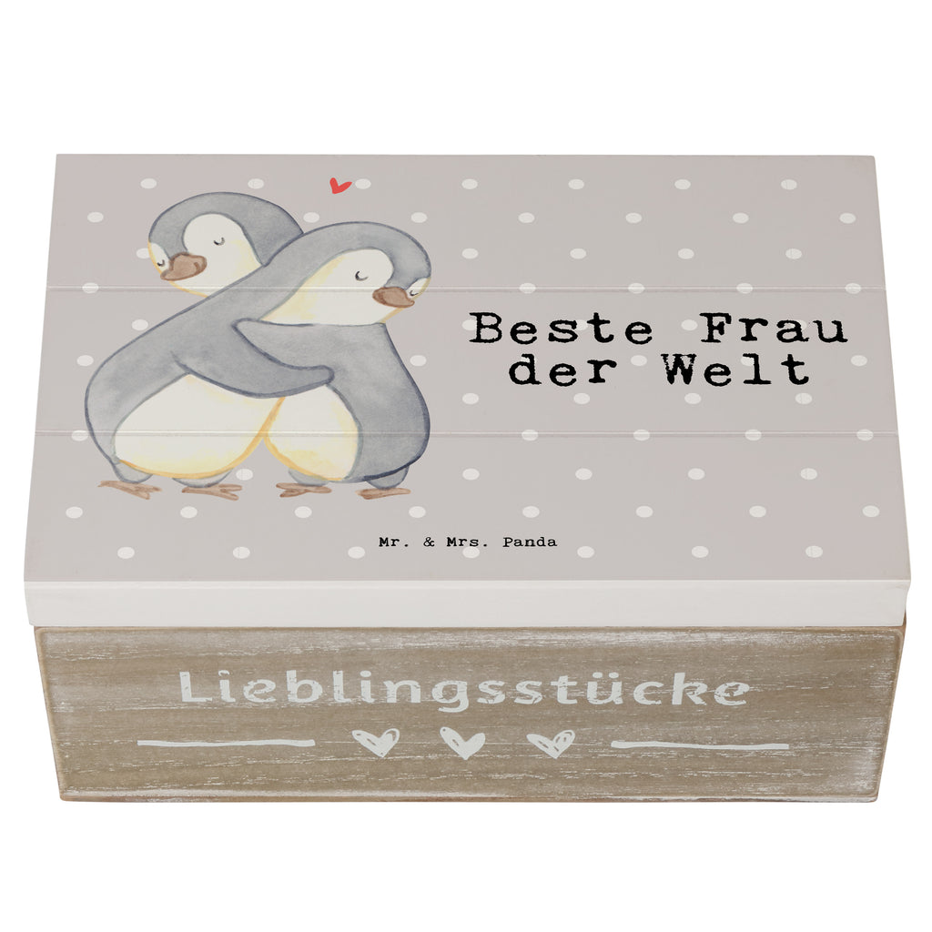 Holzkiste Pinguin Beste Frau der Welt Beste, Frau, Ehefrau, Partnerin, Freundin, Traumfrau, Liebling, Ehepartner, Ehe, Gattin, Lebensgefährtin, Braut, Kleinigkeit Holzkiste, Kiste, Schatzkiste, Truhe, Schatulle, XXL,  Erinnerungsbox, Erinnerungskiste, Dekokiste, Aufbewahrungsbox  für, Dankeschön, Geschenk, Schenken, Geburtstag, Geburtstagsgeschenk, Geschenkidee, Danke, Bedanken, Mitbringsel, Freude machen, Geschenktipp