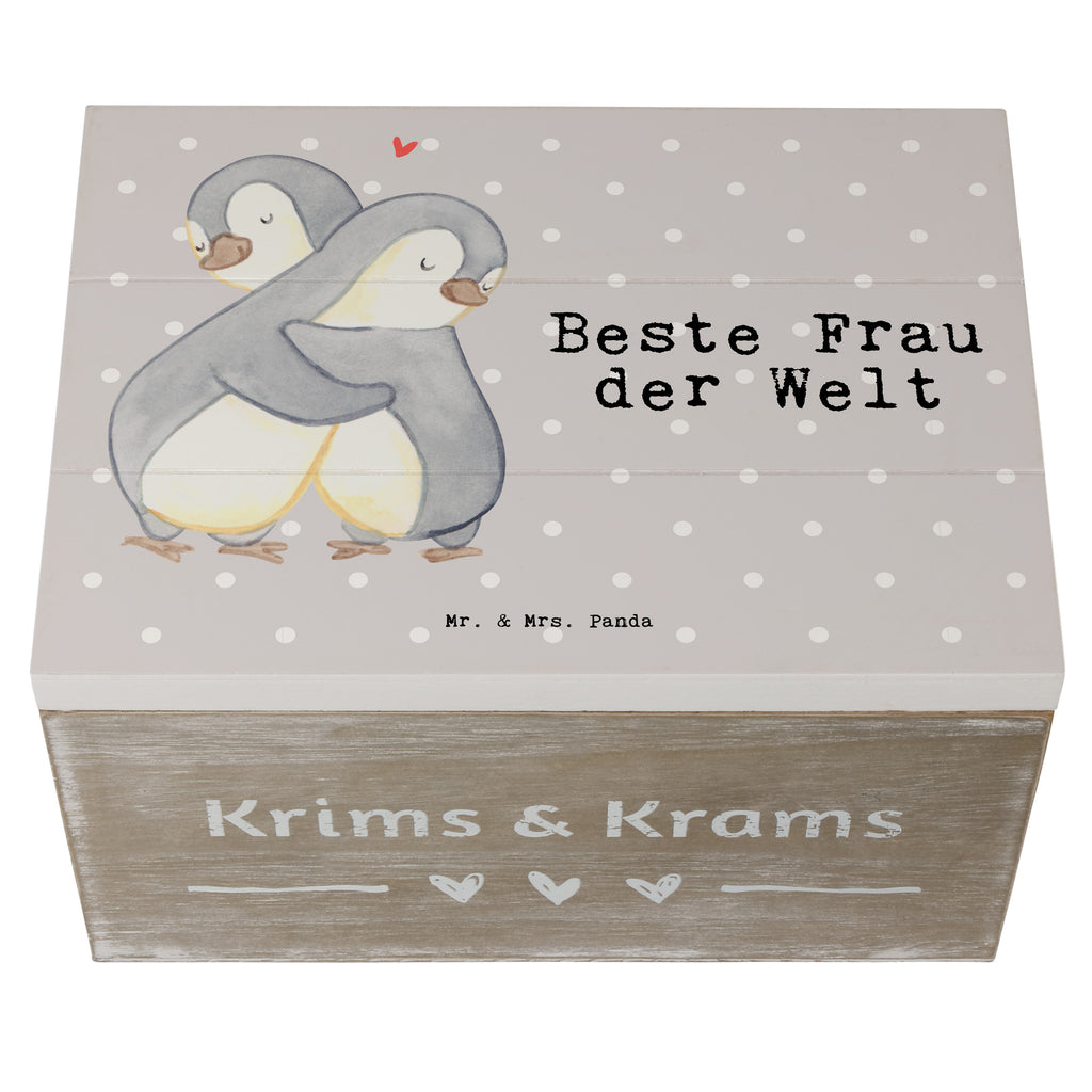 Holzkiste Pinguin Beste Frau der Welt Beste, Frau, Ehefrau, Partnerin, Freundin, Traumfrau, Liebling, Ehepartner, Ehe, Gattin, Lebensgefährtin, Braut, Kleinigkeit Holzkiste, Kiste, Schatzkiste, Truhe, Schatulle, XXL,  Erinnerungsbox, Erinnerungskiste, Dekokiste, Aufbewahrungsbox  für, Dankeschön, Geschenk, Schenken, Geburtstag, Geburtstagsgeschenk, Geschenkidee, Danke, Bedanken, Mitbringsel, Freude machen, Geschenktipp