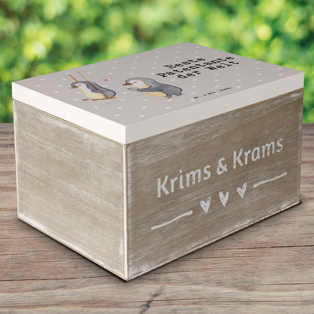 Holzkiste Pinguin Beste Patentante der Welt Patentante, Paten Tante, Lieblingstante, Taufpartner, Taufe, Familie, Geschenk, Mitbringsel, Kleinigkeit, Dankeschön, Nichte, Neffe Holzkiste, Kiste, Schatzkiste, Truhe, Schatulle, XXL,  Erinnerungsbox, Erinnerungskiste, Dekokiste, Aufbewahrungsbox  für, Dankeschön, Geschenk, Schenken, Geburtstag, Geburtstagsgeschenk, Geschenkidee, Danke, Bedanken, Mitbringsel, Freude machen, Geschenktipp