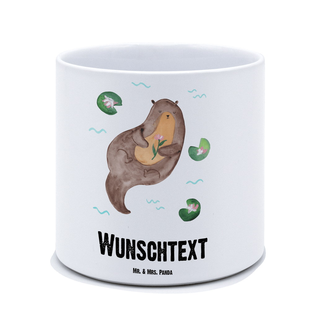 Personalisierter XL Blumentopf Otter mit Seerose Personalisierter Blumentopf, Personalisierter Übertopf, Personalisierter Pflanztopf, Personalisierter Keramiktopf, Personalisierter Kräutertopf, Personalisierter Topf, Personalisierter Pflanzkübel, Personalisierter Blumenübertopf, Otter, Fischotter, Seeotter, Otter Seeotter See Otter