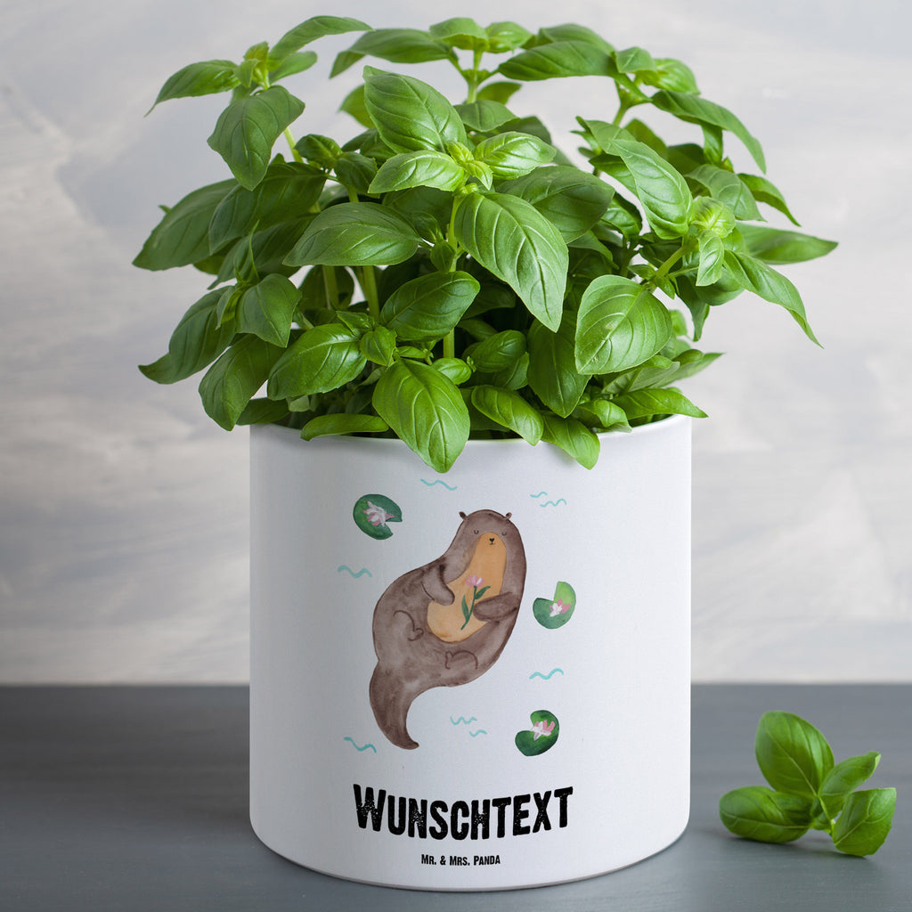 Personalisierter XL Blumentopf Otter mit Seerose Personalisierter Blumentopf, Personalisierter Übertopf, Personalisierter Pflanztopf, Personalisierter Keramiktopf, Personalisierter Kräutertopf, Personalisierter Topf, Personalisierter Pflanzkübel, Personalisierter Blumenübertopf, Otter, Fischotter, Seeotter, Otter Seeotter See Otter