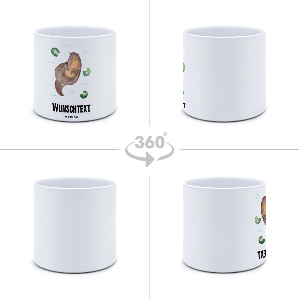 Personalisierter XL Blumentopf Otter mit Seerose Personalisierter Blumentopf, Personalisierter Übertopf, Personalisierter Pflanztopf, Personalisierter Keramiktopf, Personalisierter Kräutertopf, Personalisierter Topf, Personalisierter Pflanzkübel, Personalisierter Blumenübertopf, Otter, Fischotter, Seeotter, Otter Seeotter See Otter