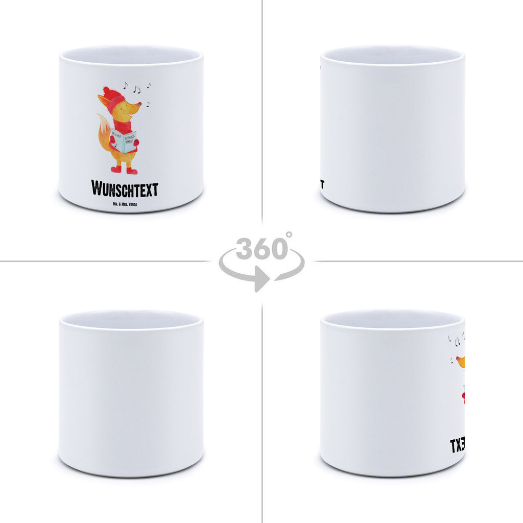 Personalisierter XL Blumentopf Fuchs Sänger Personalisierter Blumentopf, Personalisierter Übertopf, Personalisierter Pflanztopf, Personalisierter Keramiktopf, Personalisierter Kräutertopf, Personalisierter Topf, Personalisierter Pflanzkübel, Personalisierter Blumenübertopf, Winter, Weihnachten, Weihnachtsdeko, Nikolaus, Advent, Heiligabend, Wintermotiv, Fuchs, Füchse, Sänger, Geschenk Sänger, Singen, Weihnachtslieder