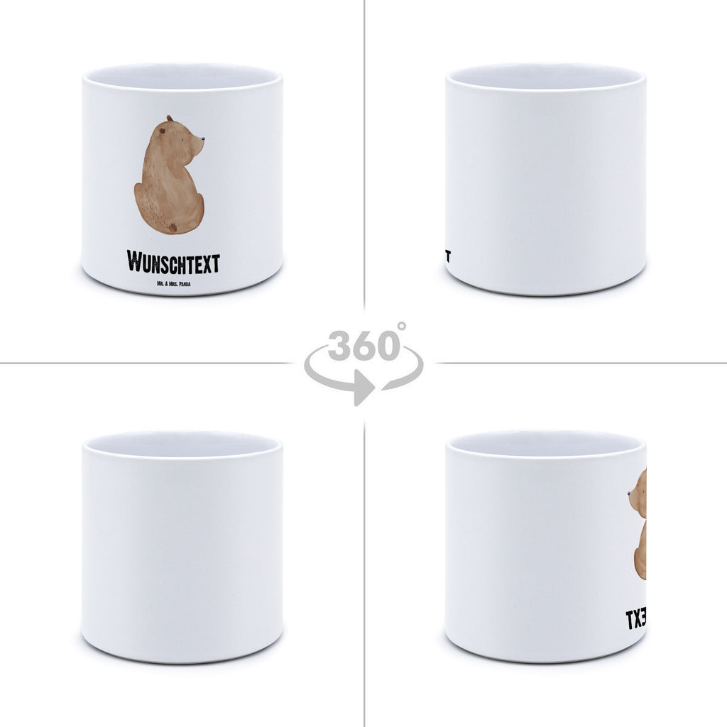 Personalisierter XL Blumentopf Bär Schulterblick Personalisierter Blumentopf, Personalisierter Übertopf, Personalisierter Pflanztopf, Personalisierter Keramiktopf, Personalisierter Kräutertopf, Personalisierter Topf, Personalisierter Pflanzkübel, Personalisierter Blumenübertopf, Bär, Teddy, Teddybär, Selbstachtung, Weltansicht, Motivation, Bären, Bärenliebe, Weisheit