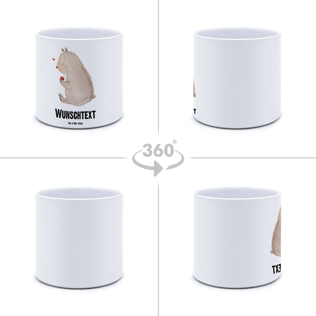 Personalisierter XL Blumentopf Bär mit Marienkäfer Personalisierter Blumentopf, Personalisierter Übertopf, Personalisierter Pflanztopf, Personalisierter Keramiktopf, Personalisierter Kräutertopf, Personalisierter Topf, Personalisierter Pflanzkübel, Personalisierter Blumenübertopf, Bär, Teddy, Teddybär, Marienkäfer, Liebe, Freiheit, Motivation, Das Leben ist schön