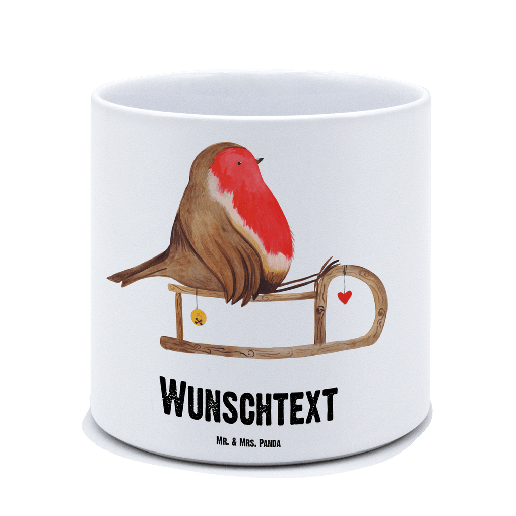 Personalisierter XL Blumentopf Rotkehlchen Schlitten Personalisierter Blumentopf, Personalisierter Übertopf, Personalisierter Pflanztopf, Personalisierter Keramiktopf, Personalisierter Kräutertopf, Personalisierter Topf, Personalisierter Pflanzkübel, Personalisierter Blumenübertopf, Winter, Weihnachten, Weihnachtsdeko, Nikolaus, Advent, Heiligabend, Wintermotiv, Schlitten, Vogel