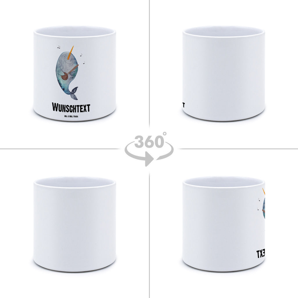 Personalisierter XL Blumentopf Narwal Gitarre Personalisierter Blumentopf, Personalisierter Übertopf, Personalisierter Pflanztopf, Personalisierter Keramiktopf, Personalisierter Kräutertopf, Personalisierter Topf, Personalisierter Pflanzkübel, Personalisierter Blumenübertopf, Meerestiere, Meer, Urlaub, Narwal, Wal, Tanzen, Probleme, Problemlösung, Frust, Gespräche, Gitarre