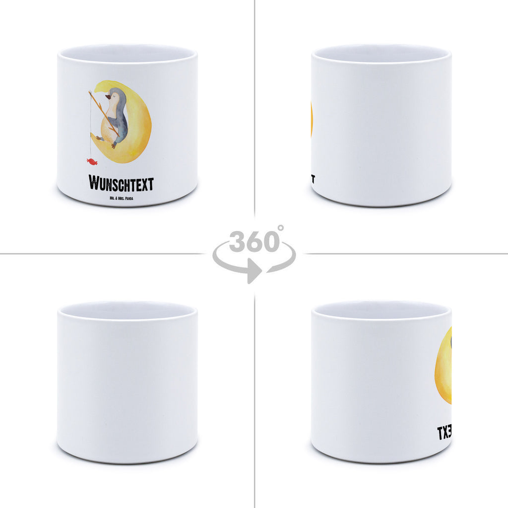 Personalisierter XL Blumentopf Pinguin Mond Personalisierter Blumentopf, Personalisierter Übertopf, Personalisierter Pflanztopf, Personalisierter Keramiktopf, Personalisierter Kräutertopf, Personalisierter Topf, Personalisierter Pflanzkübel, Personalisierter Blumenübertopf, Pinguin, Pinguine, Spruch, schlafen, Nachtruhe, Einschlafen, Schlafzimmer, Schlafstörungen, Gästezimmer