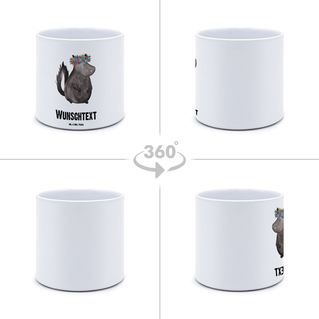 Personalisierter XL Blumentopf Stinktier Blumenmaedchen Personalisierter Blumentopf, Personalisierter Übertopf, Personalisierter Pflanztopf, Personalisierter Keramiktopf, Personalisierter Kräutertopf, Personalisierter Topf, Personalisierter Pflanzkübel, Personalisierter Blumenübertopf, Stinktier, Skunk, Wildtier, Raubtier, Stinker, Stinki, Yoga, Namaste, Lebe, Liebe, Lache
