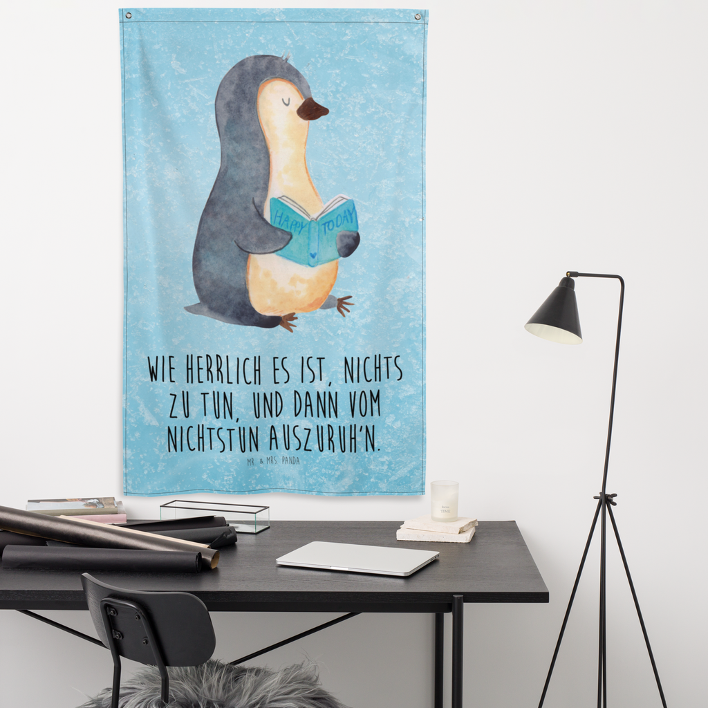 Wandteppich Pinguin Buch Wandbehang, Dekoration, Boho, Wandteppich, Wandtuch, Wanddeko, Tapisserie, Tapestry, Wandbild, Textil-Kunst, Schmuck-Wandbehang, Wand Deko, Kinderzimmer, Kinderzimmer Wand, Kinderzimmer Deko, Kinderzimmer Wanddeko, Pinguin, Pinguine, Buch, Lesen, Bücherwurm, Nichtstun, Faulenzen, Ferien, Urlaub, Freizeit