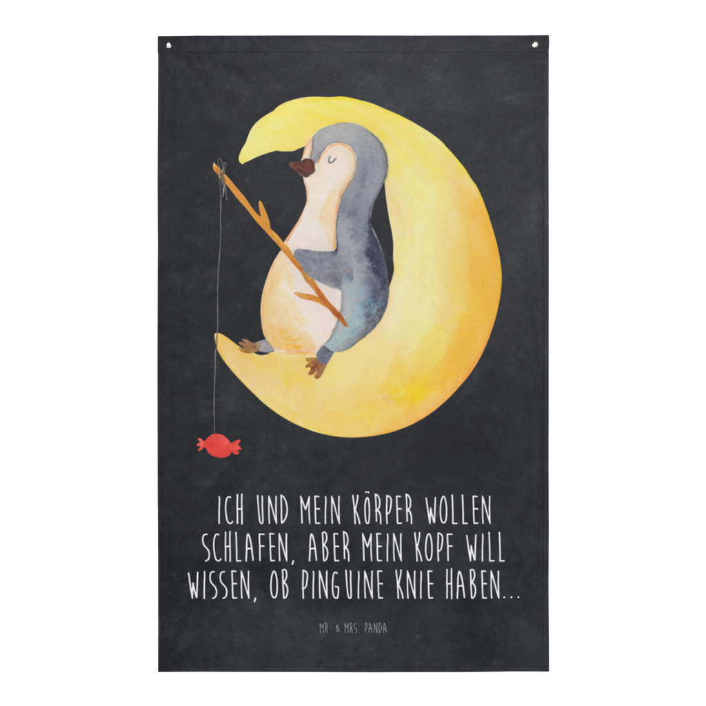 Wandteppich Pinguin Mond Pinguin, Pinguine, Spruch, schlafen, Nachtruhe, Einschlafen, Schlafzimmer, Schlafstörungen, Gästezimmer,	 Wandbehang, Dekoration, Boho, Wandteppich, Wandtuch, Wanddeko, Tapisserie, Tapestry  Pinguin
