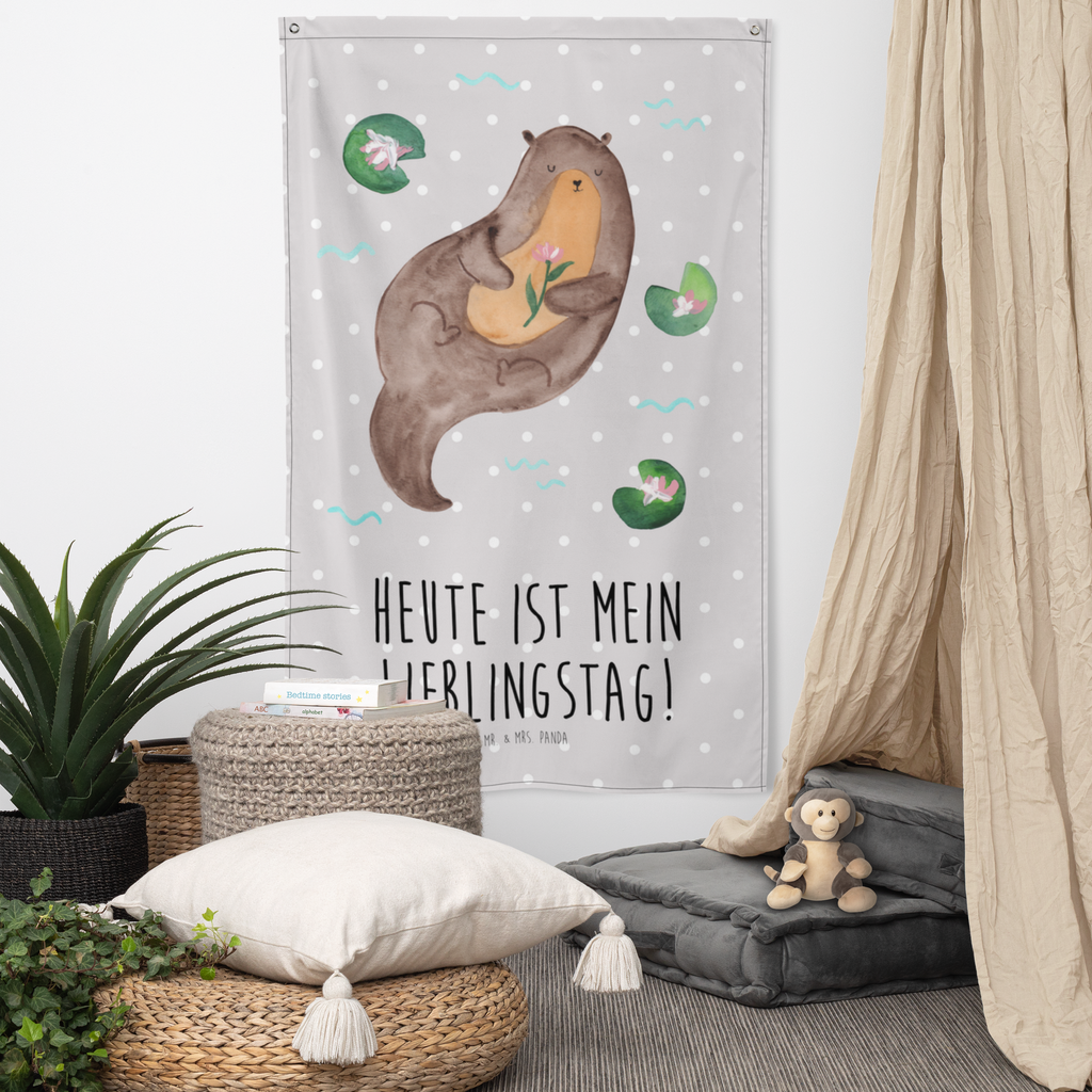 Wandteppich Otter mit Seerose Wandbehang, Dekoration, Boho, Wandteppich, Wandtuch, Wanddeko, Tapisserie, Tapestry, Wandbild, Textil-Kunst, Schmuck-Wandbehang, Wand Deko, Kinderzimmer, Kinderzimmer Wand, Kinderzimmer Deko, Kinderzimmer Wanddeko, Otter, Fischotter, Seeotter, Otter Seeotter See Otter