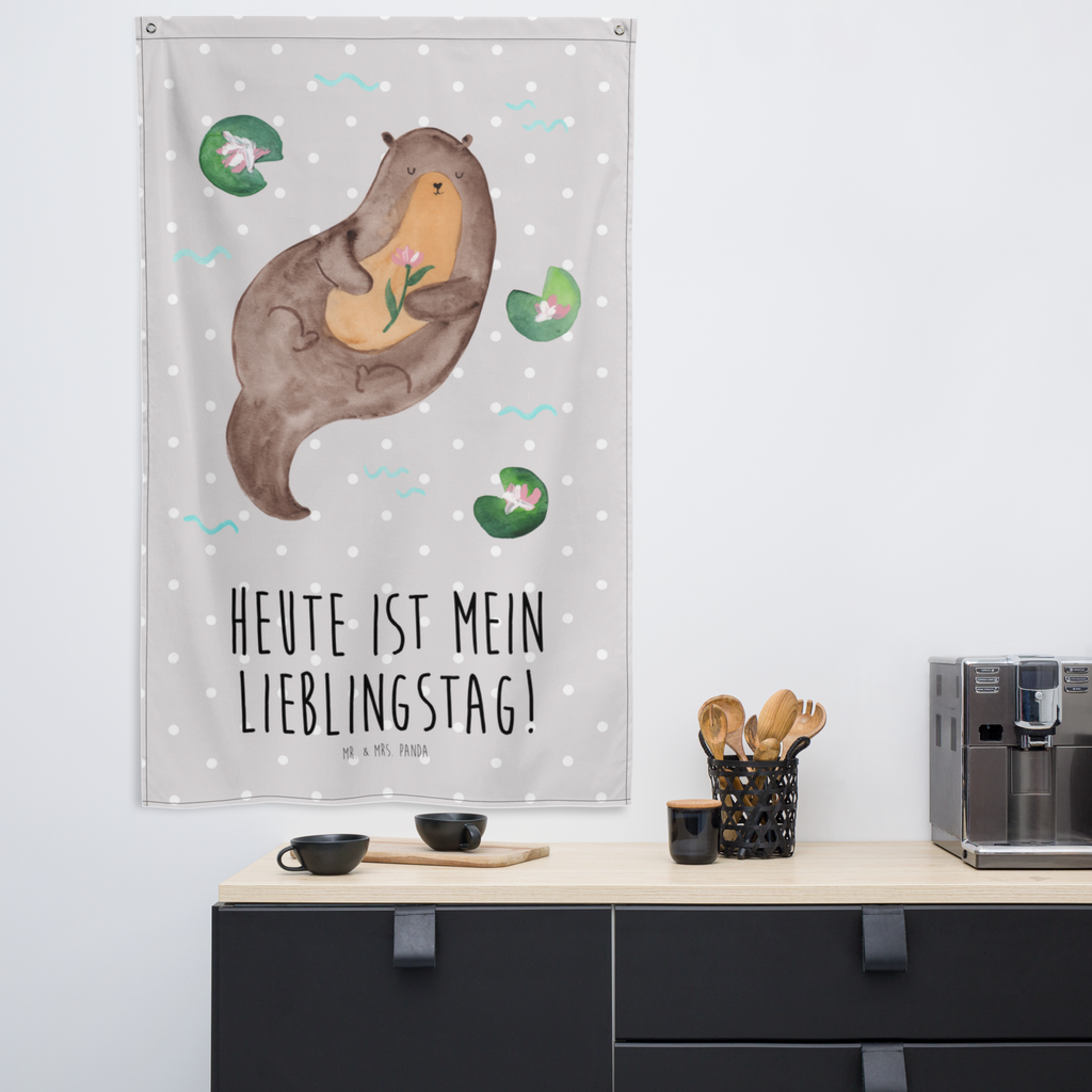 Wandteppich Otter mit Seerose Wandbehang, Dekoration, Boho, Wandteppich, Wandtuch, Wanddeko, Tapisserie, Tapestry, Wandbild, Textil-Kunst, Schmuck-Wandbehang, Wand Deko, Kinderzimmer, Kinderzimmer Wand, Kinderzimmer Deko, Kinderzimmer Wanddeko, Otter, Fischotter, Seeotter, Otter Seeotter See Otter