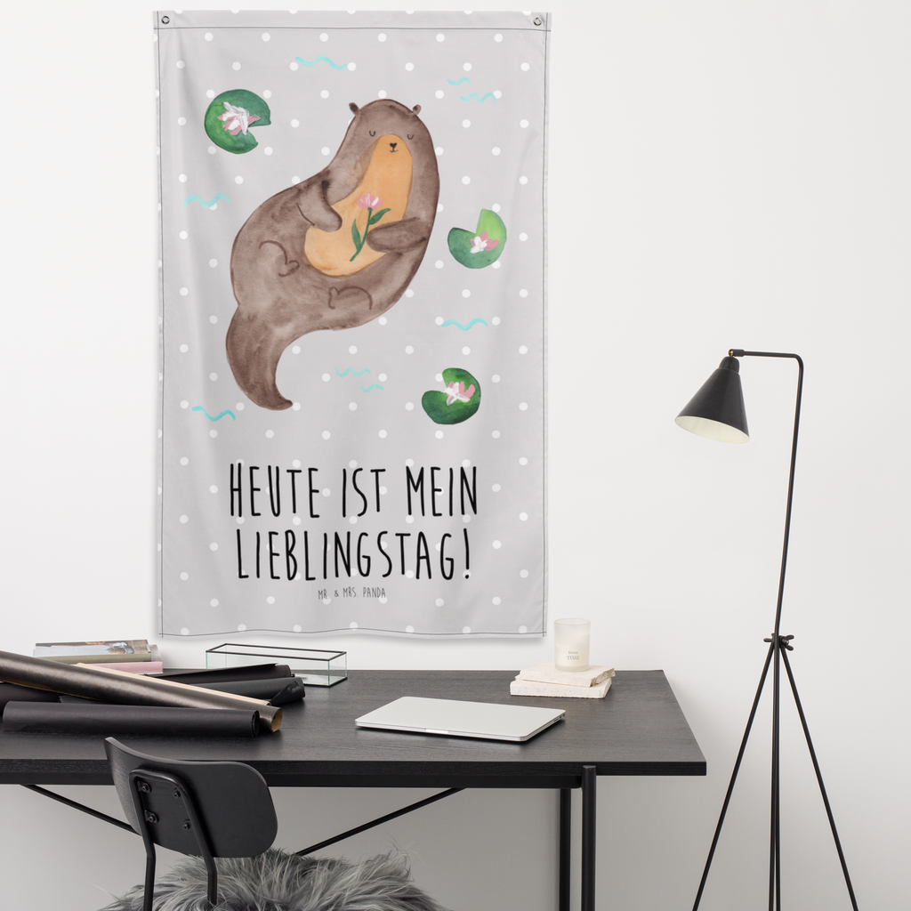 Wandteppich Otter mit Seerose Wandbehang, Dekoration, Boho, Wandteppich, Wandtuch, Wanddeko, Tapisserie, Tapestry, Wandbild, Textil-Kunst, Schmuck-Wandbehang, Wand Deko, Kinderzimmer, Kinderzimmer Wand, Kinderzimmer Deko, Kinderzimmer Wanddeko, Otter, Fischotter, Seeotter, Otter Seeotter See Otter