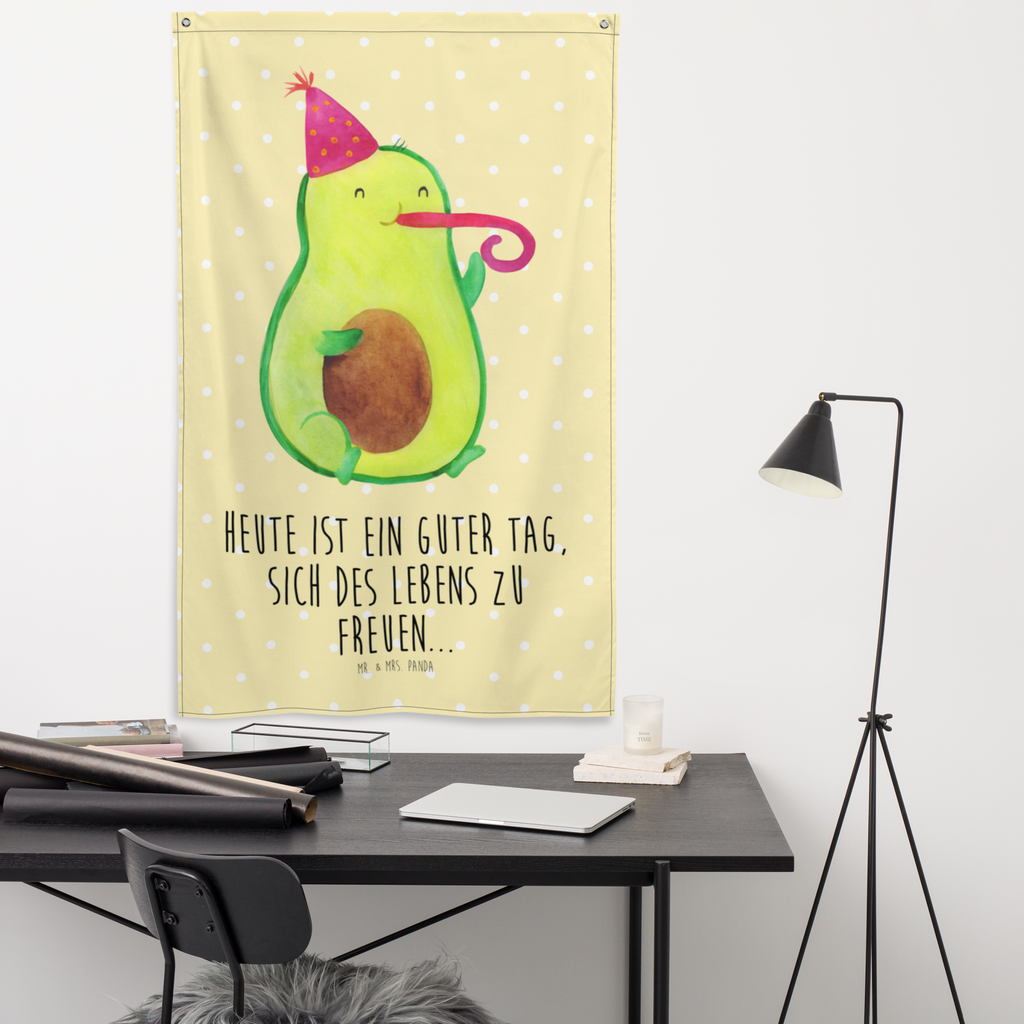 Wandteppich Avocado Partyhupe Wandbehang, Dekoration, Boho, Wandteppich, Wandtuch, Wanddeko, Tapisserie, Tapestry, Wandbild, Textil-Kunst, Schmuck-Wandbehang, Wand Deko, Kinderzimmer, Kinderzimmer Wand, Kinderzimmer Deko, Kinderzimmer Wanddeko, Avocado, Veggie, Vegan, Gesund, Party, Feierlichkeit, Feier, Fete, Geburtstag, Gute Laune, Tröte