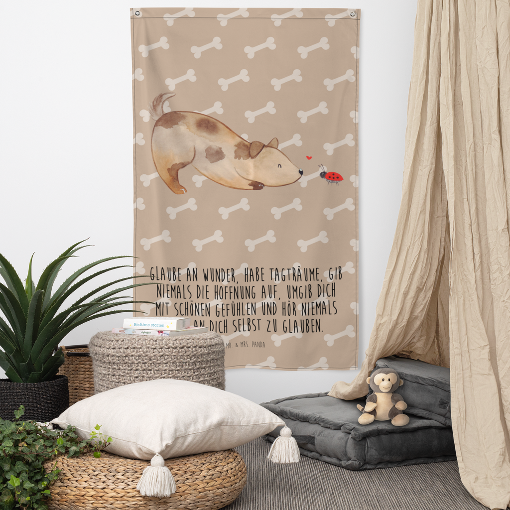 Wandteppich Hund Marienkäfer Wandbehang, Dekoration, Boho, Wandteppich, Wandtuch, Wanddeko, Tapisserie, Tapestry, Wandbild, Textil-Kunst, Schmuck-Wandbehang, Wand Deko, Kinderzimmer, Kinderzimmer Wand, Kinderzimmer Deko, Kinderzimmer Wanddeko, Hund, Hundemotiv, Haustier, Hunderasse, Tierliebhaber, Hundebesitzer, Sprüche, Hunde, Hundespruch, Marienkäfer, Mischling, Mischlinghund