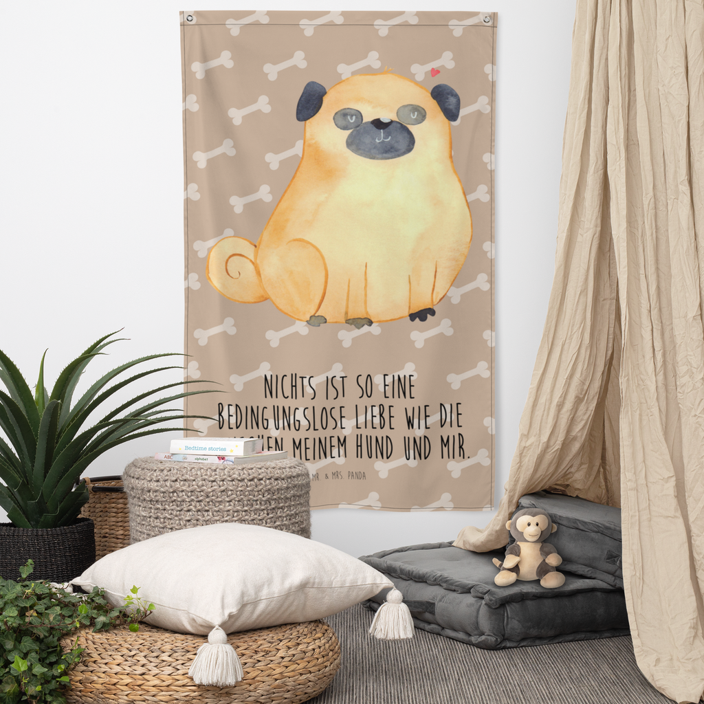 Wandteppich Mops Mops, Hund, Liebe, Hundeliebe,  Wandbehang, Dekoration, Boho, Wandteppich, Wandtuch, Wanddeko, Tapisserie, Tapestry  Hund, Hundemotiv, Haustier, Hunderasse, Tierliebhaber, Hundebesitzer, Sprüche
