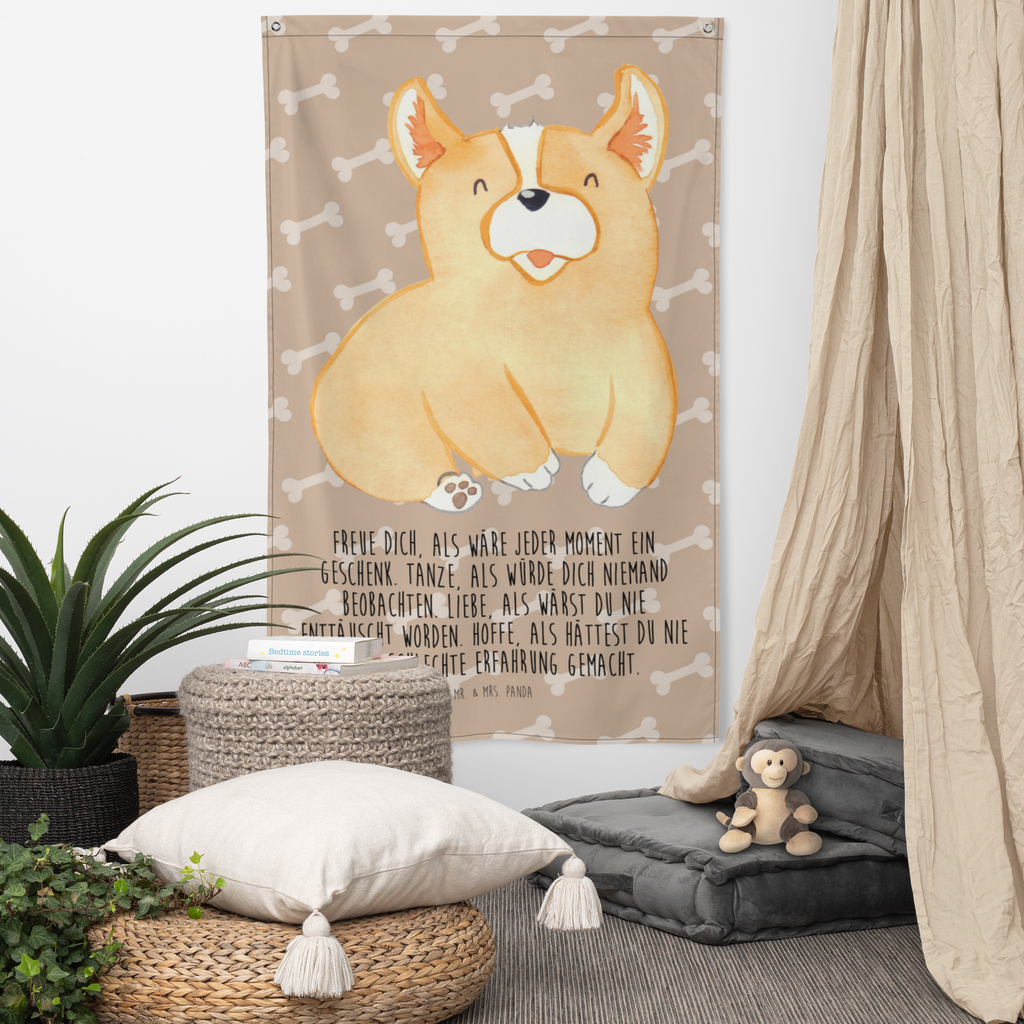 Wandbehang Corgie Corgie, Hund, Welsh Corgie Pembroke, britisch, Motivation, Spruch, Sprüche, Hundespruch, Lebensfreude	 Wandbehang, Dekoration, Boho, Wandteppich, Wandtuch, Wanddeko, Tapisserie, Tapestry  Hund, Hundemotiv, Haustier, Hunderasse, Tierliebhaber, Hundebesitzer, Sprüche