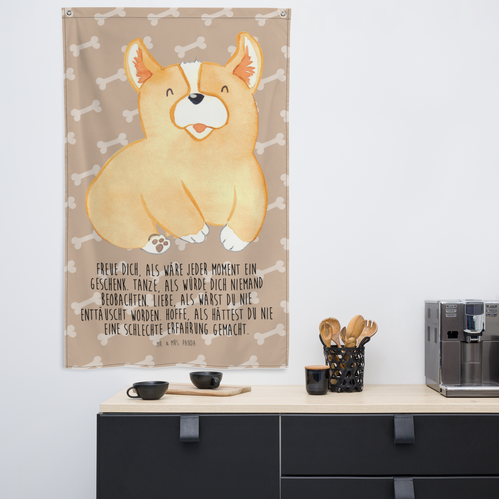 Wandbehang Corgie Corgie, Hund, Welsh Corgie Pembroke, britisch, Motivation, Spruch, Sprüche, Hundespruch, Lebensfreude	 Wandbehang, Dekoration, Boho, Wandteppich, Wandtuch, Wanddeko, Tapisserie, Tapestry  Hund, Hundemotiv, Haustier, Hunderasse, Tierliebhaber, Hundebesitzer, Sprüche