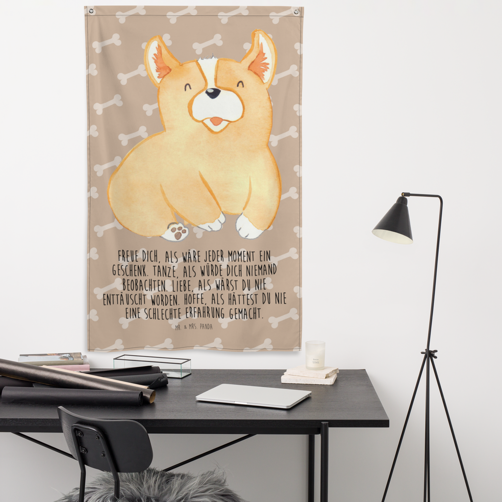 Wandbehang Corgie Corgie, Hund, Welsh Corgie Pembroke, britisch, Motivation, Spruch, Sprüche, Hundespruch, Lebensfreude	 Wandbehang, Dekoration, Boho, Wandteppich, Wandtuch, Wanddeko, Tapisserie, Tapestry  Hund, Hundemotiv, Haustier, Hunderasse, Tierliebhaber, Hundebesitzer, Sprüche