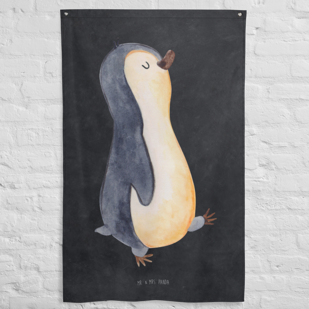 Wandbehang Pinguin marschierend Pinguin, Pinguine, Frühaufsteher, Langschläfer, Bruder, Schwester, Familie	 Wandbehang, Dekoration, Boho, Wandteppich, Wandtuch, Wanddeko, Tapisserie, Tapestry  Pinguin