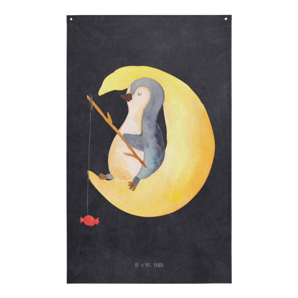 Wandteppich Pinguin Mond Pinguin, Pinguine, Spruch, schlafen, Nachtruhe, Einschlafen, Schlafzimmer, Schlafstörungen, Gästezimmer,	 Wandbehang, Dekoration, Boho, Wandteppich, Wandtuch, Wanddeko, Tapisserie, Tapestry  Pinguin