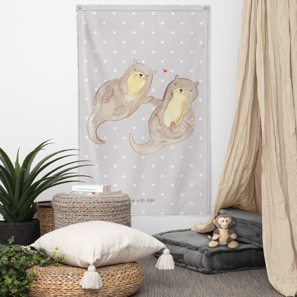 Wandteppich Otter händchenhaltend Wandbehang, Dekoration, Boho, Wandteppich, Wandtuch, Wanddeko, Tapisserie, Tapestry, Wandbild, Textil-Kunst, Schmuck-Wandbehang, Wand Deko, Kinderzimmer, Kinderzimmer Wand, Kinderzimmer Deko, Kinderzimmer Wanddeko, Otter, Fischotter, Seeotter, Otter Seeotter See Otter