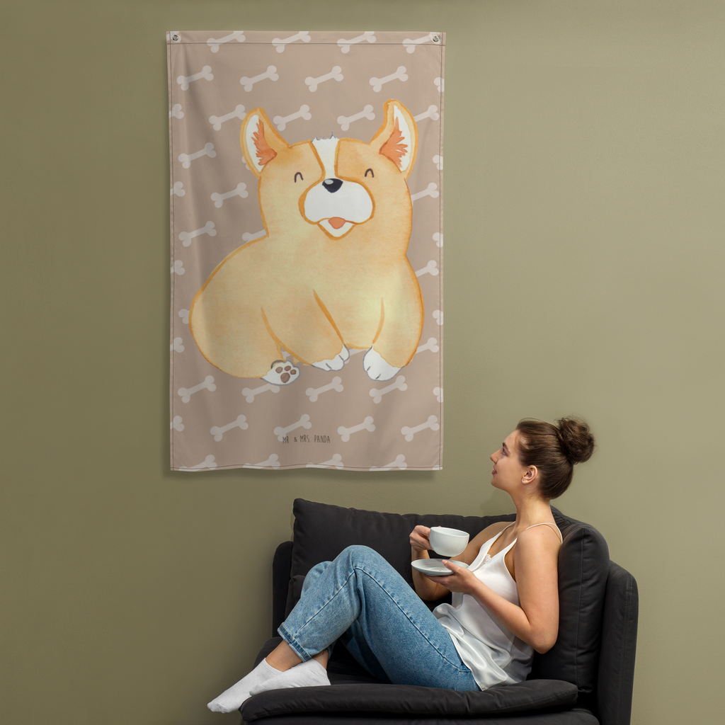 Wandbehang Corgie Corgie, Hund, Welsh Corgie Pembroke, britisch, Motivation, Spruch, Sprüche, Hundespruch, Lebensfreude	 Wandbehang, Dekoration, Boho, Wandteppich, Wandtuch, Wanddeko, Tapisserie, Tapestry  Hund, Hundemotiv, Haustier, Hunderasse, Tierliebhaber, Hundebesitzer, Sprüche