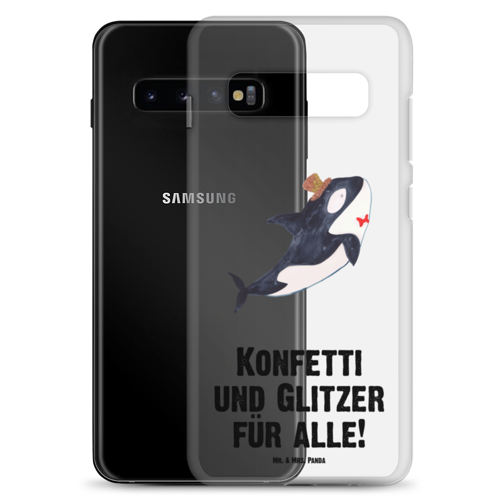 Handyhülle Orca Zylinder Narwal, Glitter, Konfetti, Glitzer, Geburtstag, Feier, Fete, Fest, Glückwunsch, Orca Handyhülle, Handycover, Transparente Handyhülle, Flexible Handyhülle, Handyschutz, Transparent, Durchsichtig, Schutzhülle für Handy, Stilvolle Handyhülle, Robuste Handyhülle, Schutz vor Kratzern, Schützende Handyhülle  Meerestiere, Meer, Urlaub
