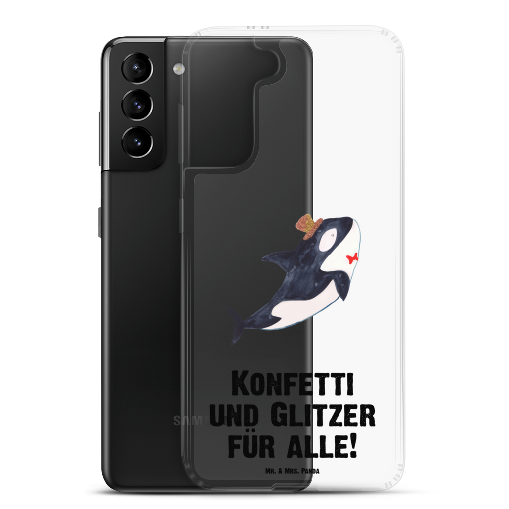 Handyhülle Orca Zylinder Narwal, Glitter, Konfetti, Glitzer, Geburtstag, Feier, Fete, Fest, Glückwunsch, Orca Handyhülle, Handycover, Transparente Handyhülle, Flexible Handyhülle, Handyschutz, Transparent, Durchsichtig, Schutzhülle für Handy, Stilvolle Handyhülle, Robuste Handyhülle, Schutz vor Kratzern, Schützende Handyhülle  Meerestiere, Meer, Urlaub