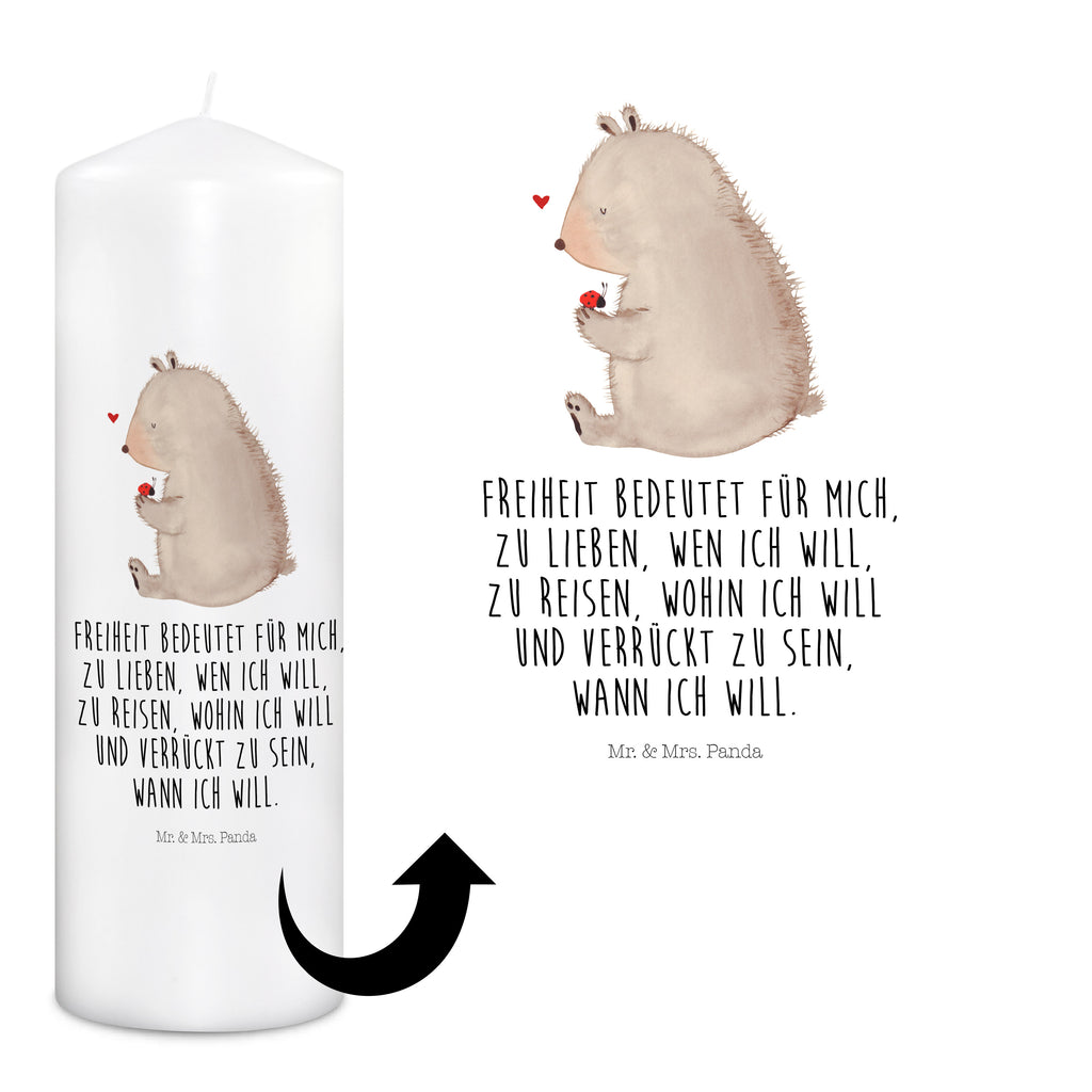 Kerze Bär mit Marienkäfer Bär, Marienkäfer, Liebe, Freiheit, Motivation, Das Leben ist schön Kerze, Taufkerze, Kommunionskerze, Geburtstagskerze  Bär, Teddy, Teddybär