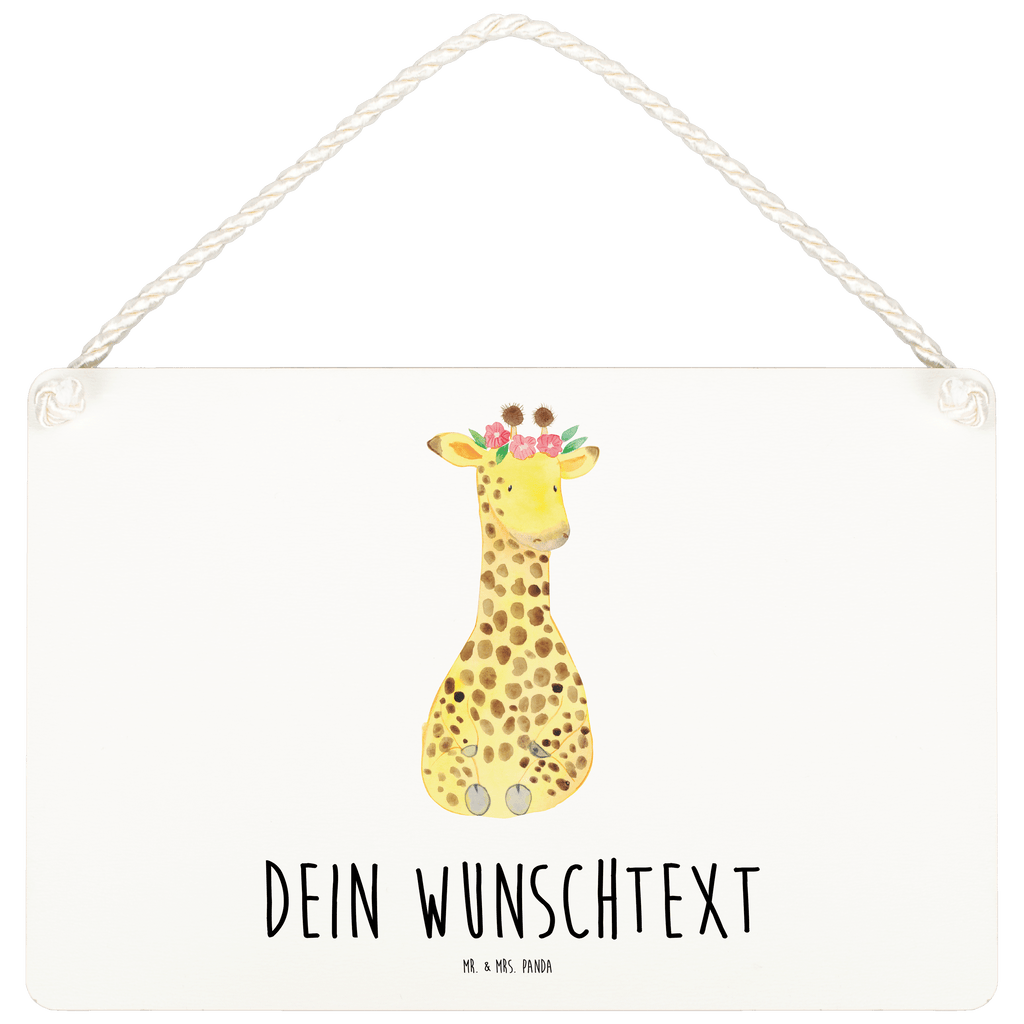 Personalisiertes Deko Schild Giraffe Blumenkranz Dekoschild, Deko Schild, Schild, Tür Schild, Türschild, Holzschild, Wandschild, Wanddeko, Afrika, Wildtiere, Giraffe, Blumenkranz, Abenteurer, Selbstliebe, Freundin