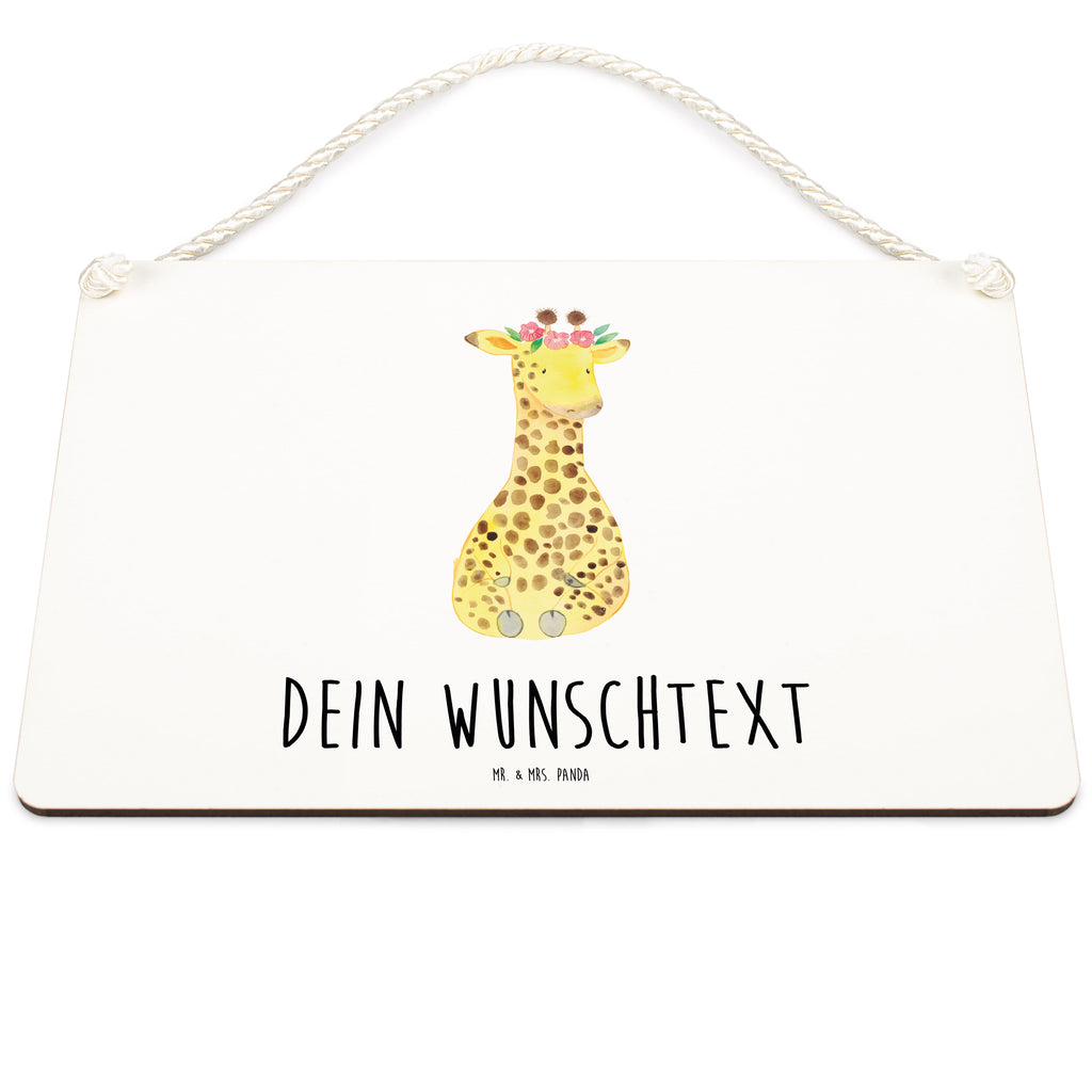 Personalisiertes Deko Schild Giraffe Blumenkranz Dekoschild, Deko Schild, Schild, Tür Schild, Türschild, Holzschild, Wandschild, Wanddeko, Afrika, Wildtiere, Giraffe, Blumenkranz, Abenteurer, Selbstliebe, Freundin