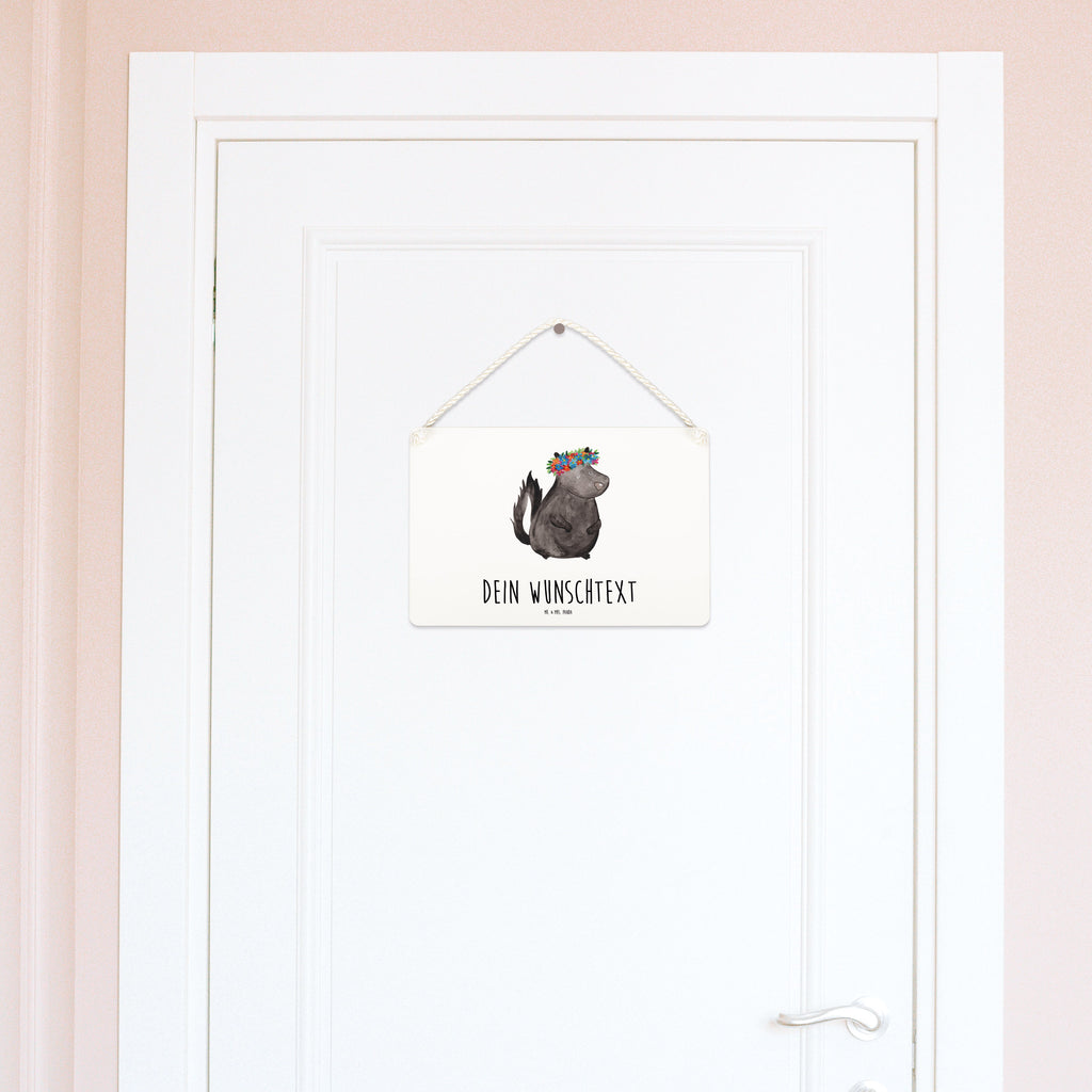 Personalisiertes Deko Schild Stinktier Blumenmaedchen Dekoschild, Deko Schild, Schild, Tür Schild, Türschild, Holzschild, Wandschild, Wanddeko, Stinktier, Skunk, Wildtier, Raubtier, Stinker, Stinki, Yoga, Namaste, Lebe, Liebe, Lache