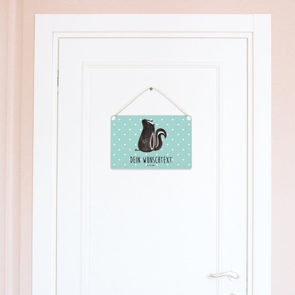 Personalisiertes Deko Schild Stinktier sitzend Dekoschild, Deko Schild, Schild, Tür Schild, Türschild, Holzschild, Wandschild, Wanddeko, Stinktier, Skunk, Wildtier, Raubtier, Stinker, Stinki, Spruch, Büro, Recht, Besserwisser