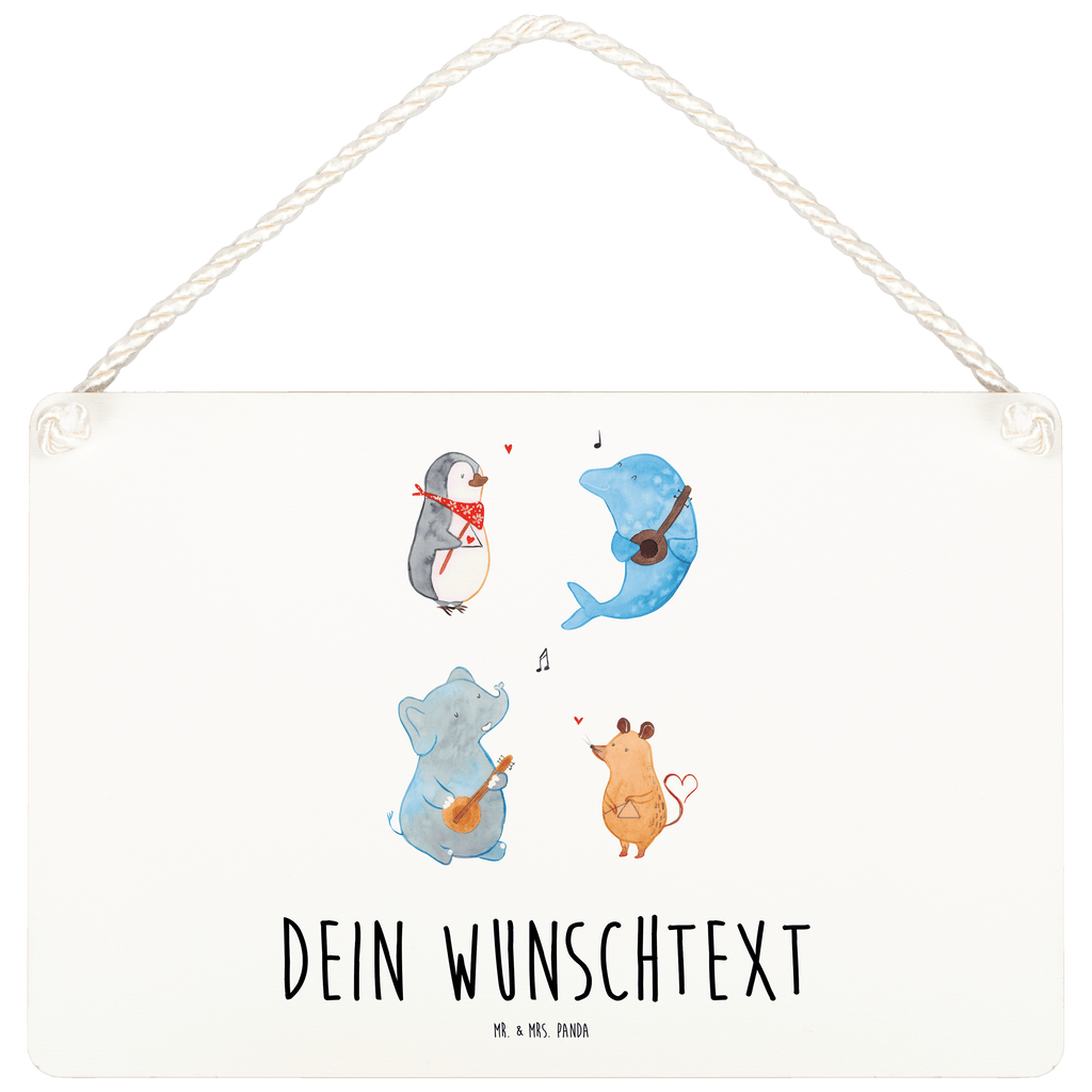 Personalisiertes Deko Schild Big Band Dekoschild, Deko Schild, Schild, Tür Schild, Türschild, Holzschild, Wandschild, Wanddeko, süße Tiermotive, gute Laune, lustige Sprüche, Tiere, Hund, Pinguin, Maus, Elefant, Delfin, Gitarre, Band, Triangel, Musikanten, Musik