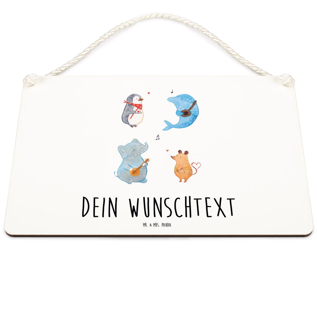 Personalisiertes Deko Schild Big Band Dekoschild, Deko Schild, Schild, Tür Schild, Türschild, Holzschild, Wandschild, Wanddeko, süße Tiermotive, gute Laune, lustige Sprüche, Tiere, Hund, Pinguin, Maus, Elefant, Delfin, Gitarre, Band, Triangel, Musikanten, Musik