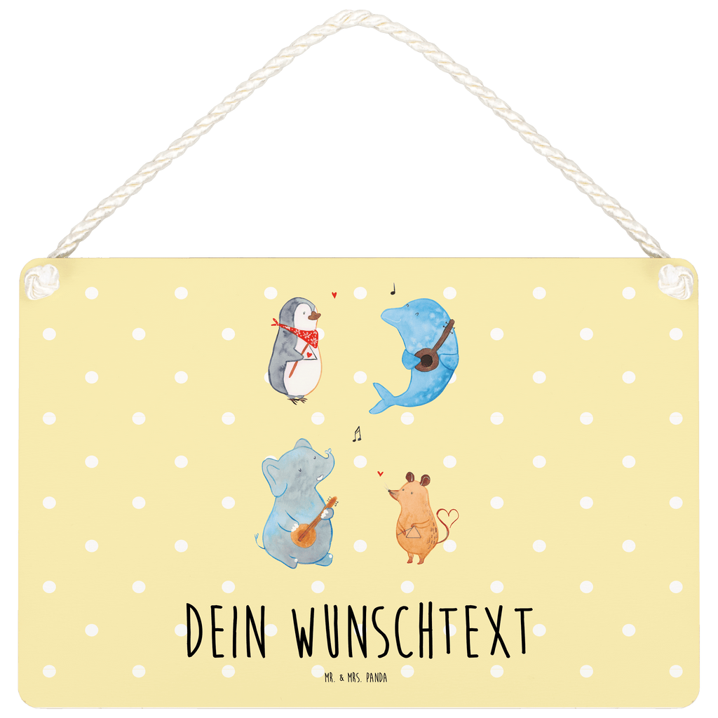 Personalisiertes Deko Schild Big Band Dekoschild, Deko Schild, Schild, Tür Schild, Türschild, Holzschild, Wandschild, Wanddeko, süße Tiermotive, gute Laune, lustige Sprüche, Tiere, Hund, Pinguin, Maus, Elefant, Delfin, Gitarre, Band, Triangel, Musikanten, Musik