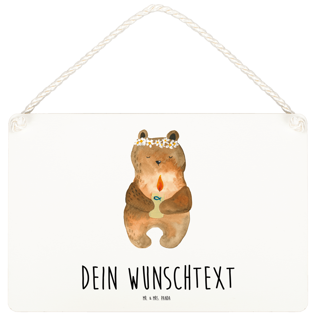 Personalisiertes Deko Schild Kommunion-Bär Dekoschild, Deko Schild, Schild, Tür Schild, Türschild, Holzschild, Wandschild, Wanddeko, Bär, Teddy, Teddybär, Kommunion, Gottes Segen, Taufkerze, katholisch